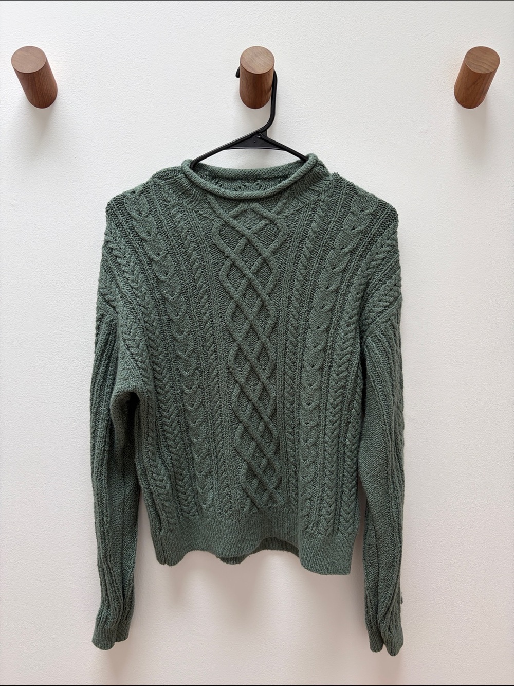J. Crew Cable Knit Turtleneck / Rollneck Sweater Sage Green